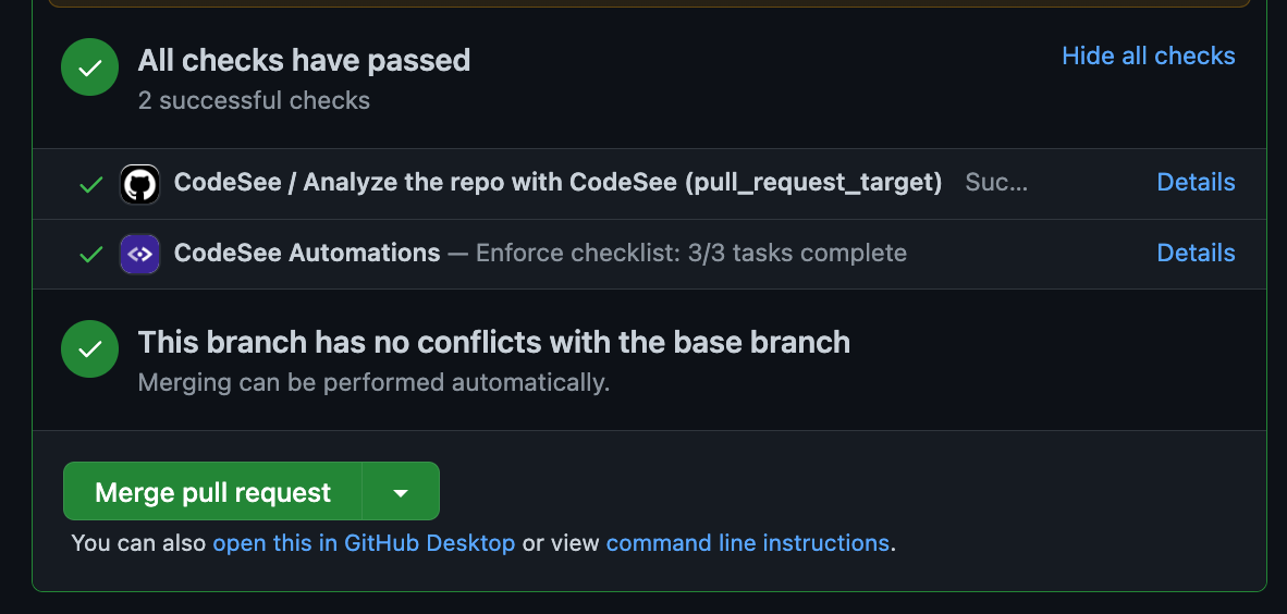 All checks have passed: This branch has no conflicts with the base branch. Merge pull request.